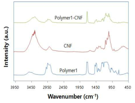 양친매성 고분자를 이용한 표면 개질 된 CNF의 FTIR 결과