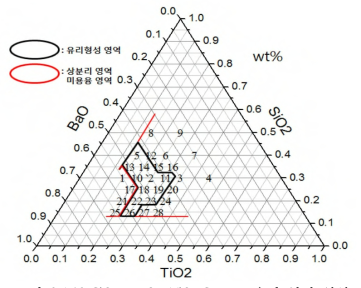SiO2 - BaO - TiO2 System 유리 형성 영역