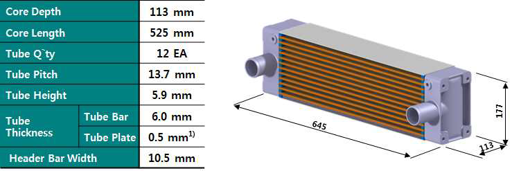 Charge Air Cooler 설계제원