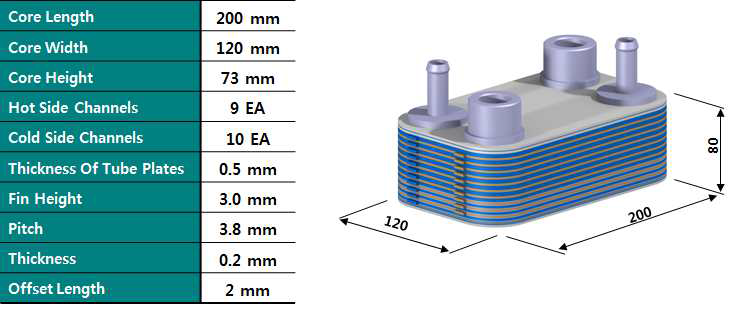 수냉식 Oil Cooler 설계제원