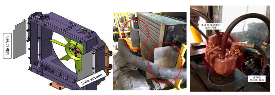 열교환기 사이드 스크린 및 오일 쿨러용 냉각수 부스트 펌프