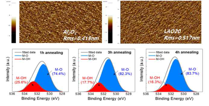 AlOx, LAO20의 AFM image & XPS 데이터