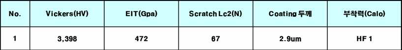 코팅 특성 평가 결과
