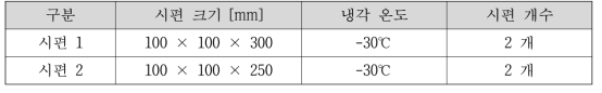 빙 압축 시험 시편 정보