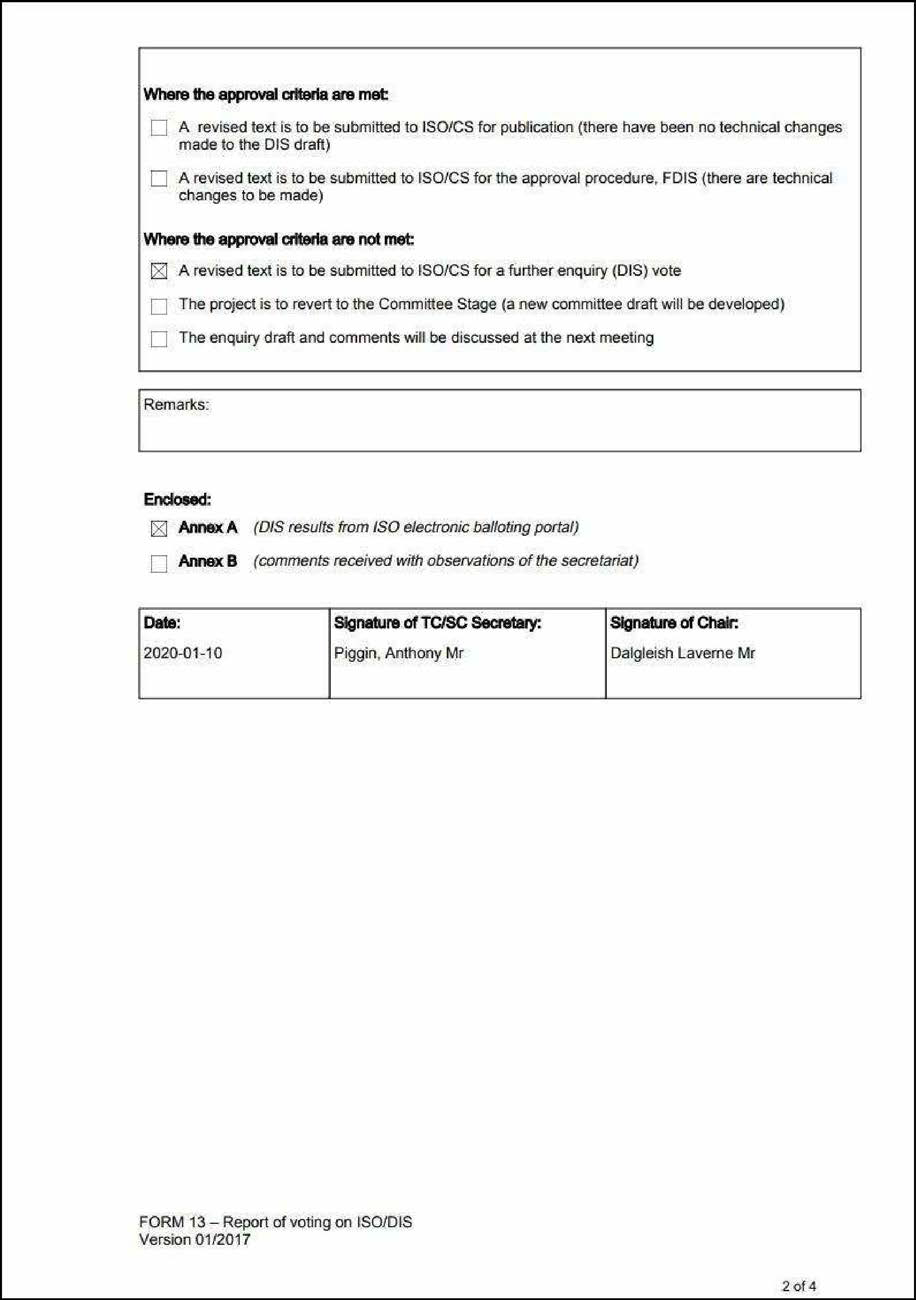 ISO/DIS 22482(Aerogel blanket for buildings) 1차 Voting 결과 -2