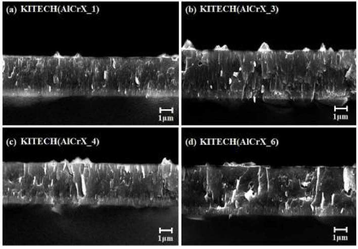 Al-Cr-X 계 코팅막 FE-SEM 분석 결과