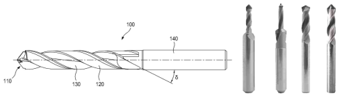 시판되는 CFRP용 드릴 예와 CFRP용 드릴 특허 형상 예 (출원번호 10-2011-0096413)