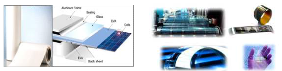 태양전지 Back Sheet (좌), Display용 전자소재 (우)