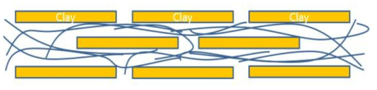 schematic illustrations of crosslinked CNF – Clay composites