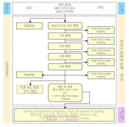 임상시험용 치료제 생산 및 품질관리 항목