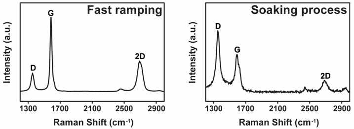Fast ramping 및 soaking process를 통해 합성된 탄소층의 Raman spectrum 분석