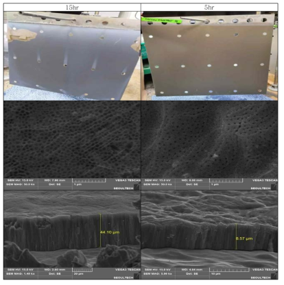 TiO2 Nanotube surface depending on anodizing time(15/5hr)