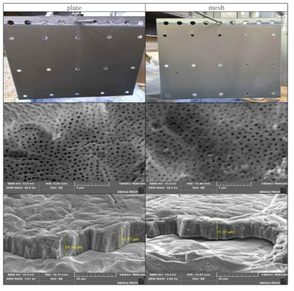 TiO2 nanotube surface depending on Pt cathode shape (Anodization time: 10hour)