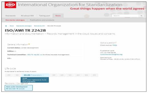 ISO/AWI TR 22428 Standard Catalogue