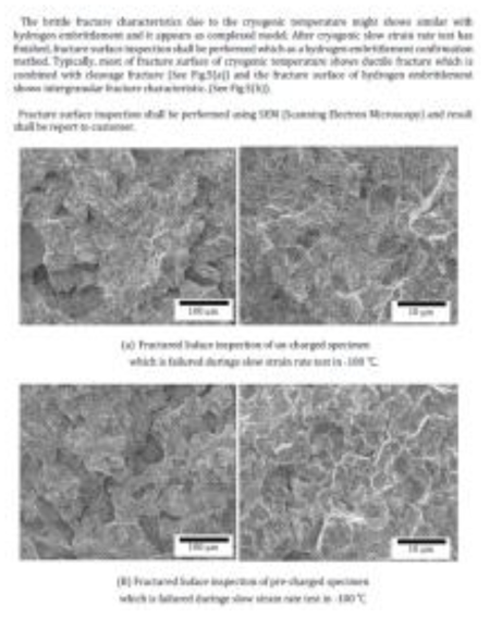 ISO 16573 – Part 3 극저온취성과 극저온 환경의 수소취성에서 파단된 시험편 단면의 미세 조직검사 비교