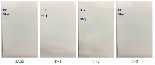 Dendritic acrylate oligomer 도입에 따른 연필경도 테스트 결과