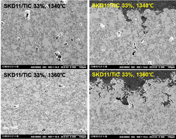 Binder Jetting으로 제조한 STD11/TiC 소결 미세조직