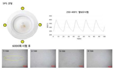 SPS 코팅 열내구 시험 결과