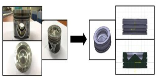 (좌)1.6 CRDI U2 엔진피스톤, (우)3-D 스캐닝을 통한 3-D 모델링