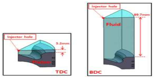 Axisymmetry 해석 모델; (좌) TCD Model, (우) BDC Model