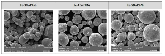 Ni 함량 변화에 따른 제조 분말의 형상 관찰