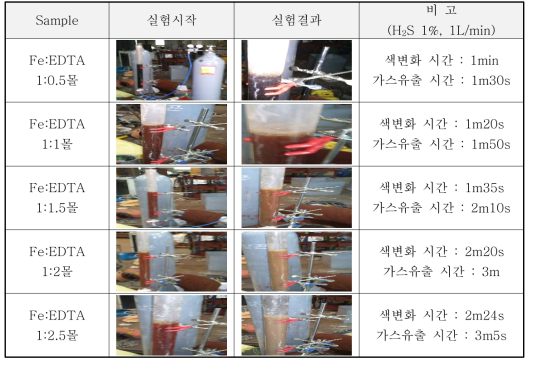 Fe-EDTA 최적 몰비 실험 결과