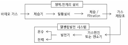 바이오가스를 이용한 열병합발전 패키지 공정도