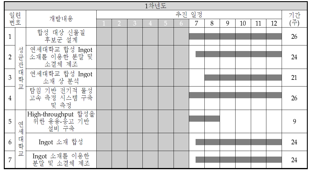 1차년도 연구개발 추진 일정