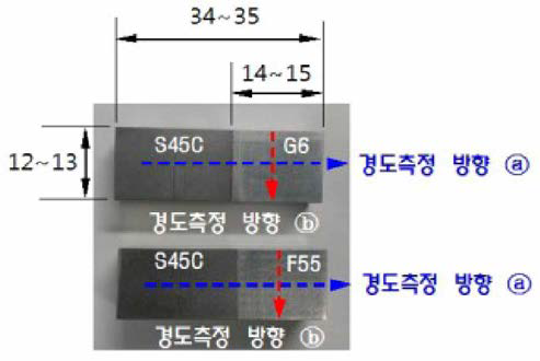 경도/조직관찰 시험편: 비열처리재