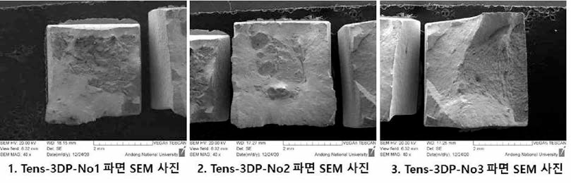 인장시험편 파면 저배율 SEM 관찰결과: Heatvar 비열처리재