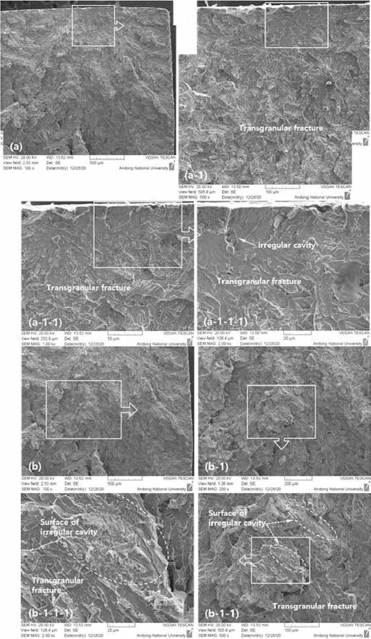 인장시험 파면 SEM 관찰결과(Tens-HT-No3)