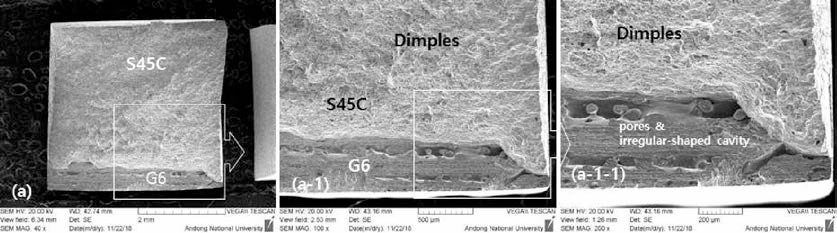접합강도 시험편 파면 SEM 관찰결과(G6B-ZZ-3)