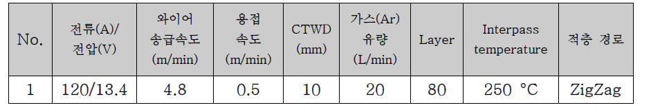 80 layers 단순 형상(Thin wall) 공정 조건