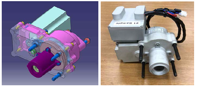 감속기 개선 설계(왼쪽) 및 시제품 제작(오른쪽)