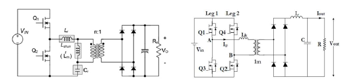 전기버스 자동 충전을 위한 DC/DC Converter 선정 Phase Shift Full Bridge(좌) LLC Full Bridge(우)