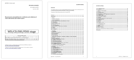 ISO 14017 물 관련 정보 타당성 평가 및 검증 기준 원칙 및 요구사항 표준(WD0)안 표지 및 목차