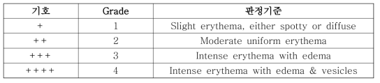 피부 반응에 따른 등급 분류