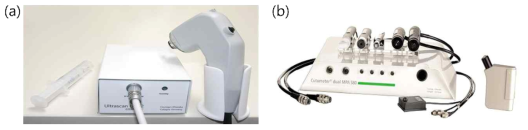 진피치밀도 및 피부 탄력 측정 디바이스: (a) Ultrascan UC22 (b) Cutometer Dual MPA580