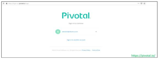 Privotal login 화면 및 URL