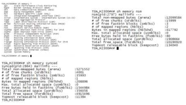 각 Process 별 Memory 사용 조회 결과