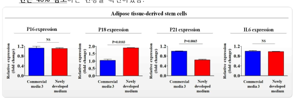 개발한 배양액이 기존 제품과 비교해 지방 줄기세포의 노화 (aging)에 미치는 영향 평가>