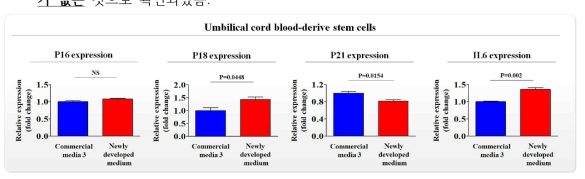 개발한 배양액이 기존 제품과 비교해 제대혈 줄기세포의 노화 (aging)에 미치는 영향 평가>