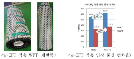 w-CFT 적용 WFT6 개발품 및 인장 물성 변화율