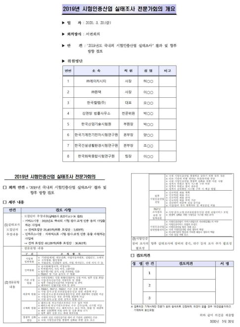 전문가회의 개요 및 의견서 양식