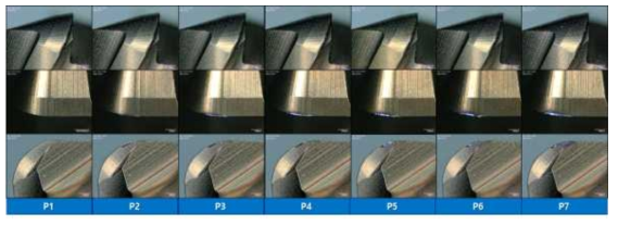 최종시제품의 절삭거리에 따른 공구마모상태