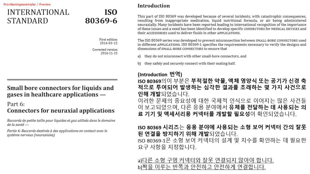 ISO 80369-6 개정 내용 중 일부 번역한 내용