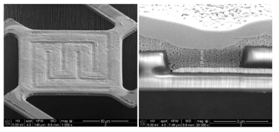 최종 잉크(Φ0.1mm, Φ0.3mm Milling 혼합 품)로 제작된 감지소재층 단면 이미지