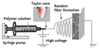 전기방사를 이용한 일차원 구조의 감지소재 합성 모식도