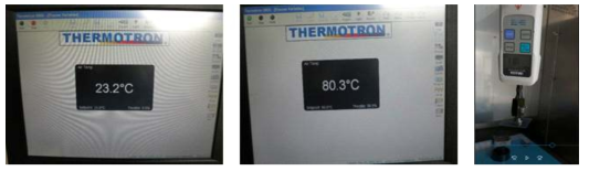 챔버 상태에서 온도 조건별 점착력 및 유지력 시험 수행 사례