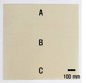 (수식) 1,000×1,000 mm2 VO2 필름 외형 및 필름 두께, 박막두께균일도 측정 구역